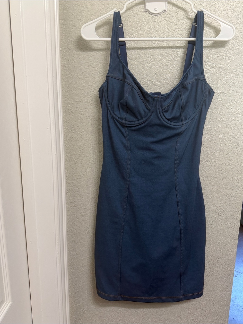 Sculpting Underwire Slip Dress in Deep Blue